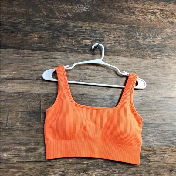 OQQ Women's Orange Ribbed Sports Bra - Picture 4 of 8